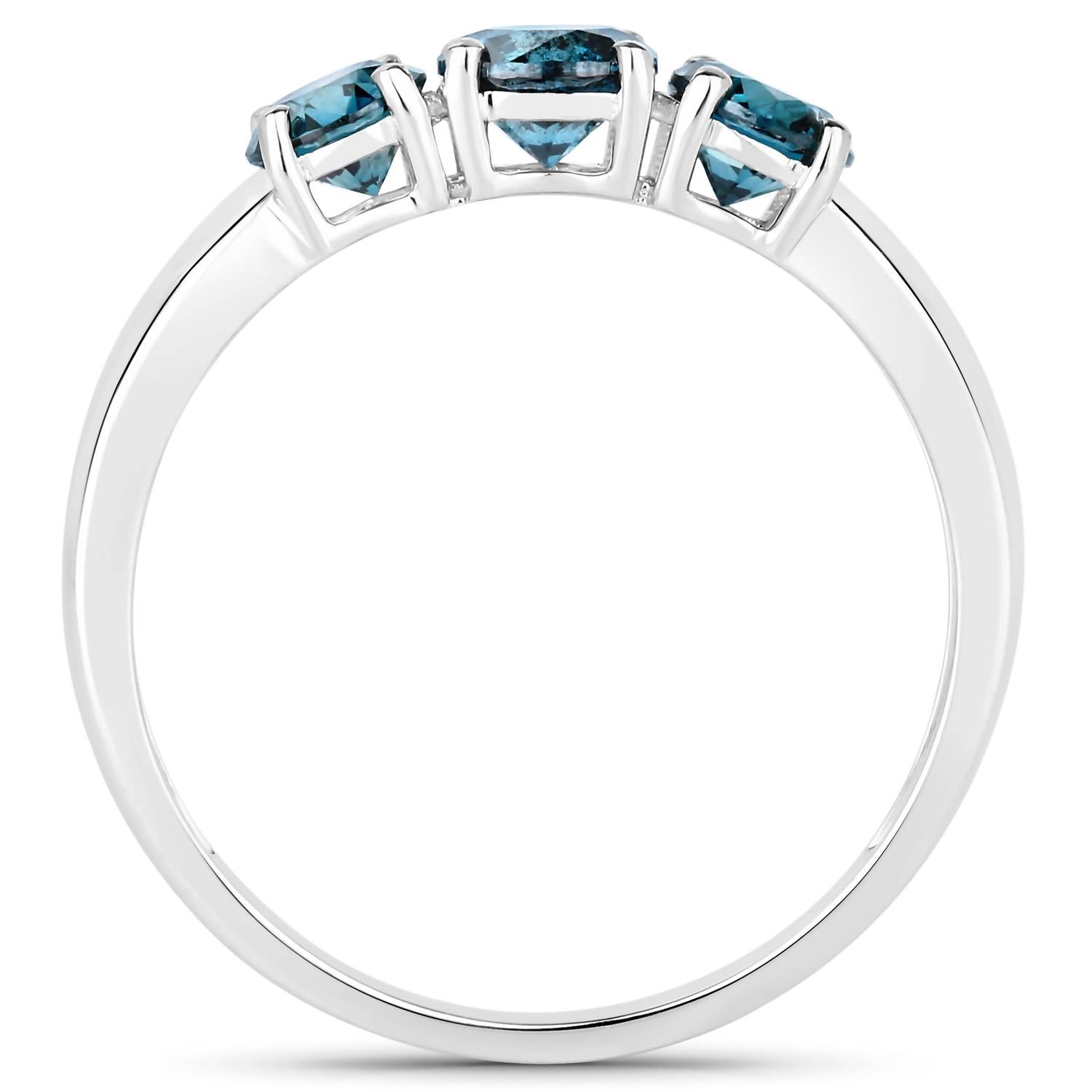 Diana M Jewels Women's Round Natural Blue Diamond Fashion Ring (1.03 Ct) - Petite in 14k white gold - women's jewelry - detail view