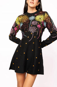 Queen Of Sparkles - Rainbow Firework Jeweled Sweater Dress
