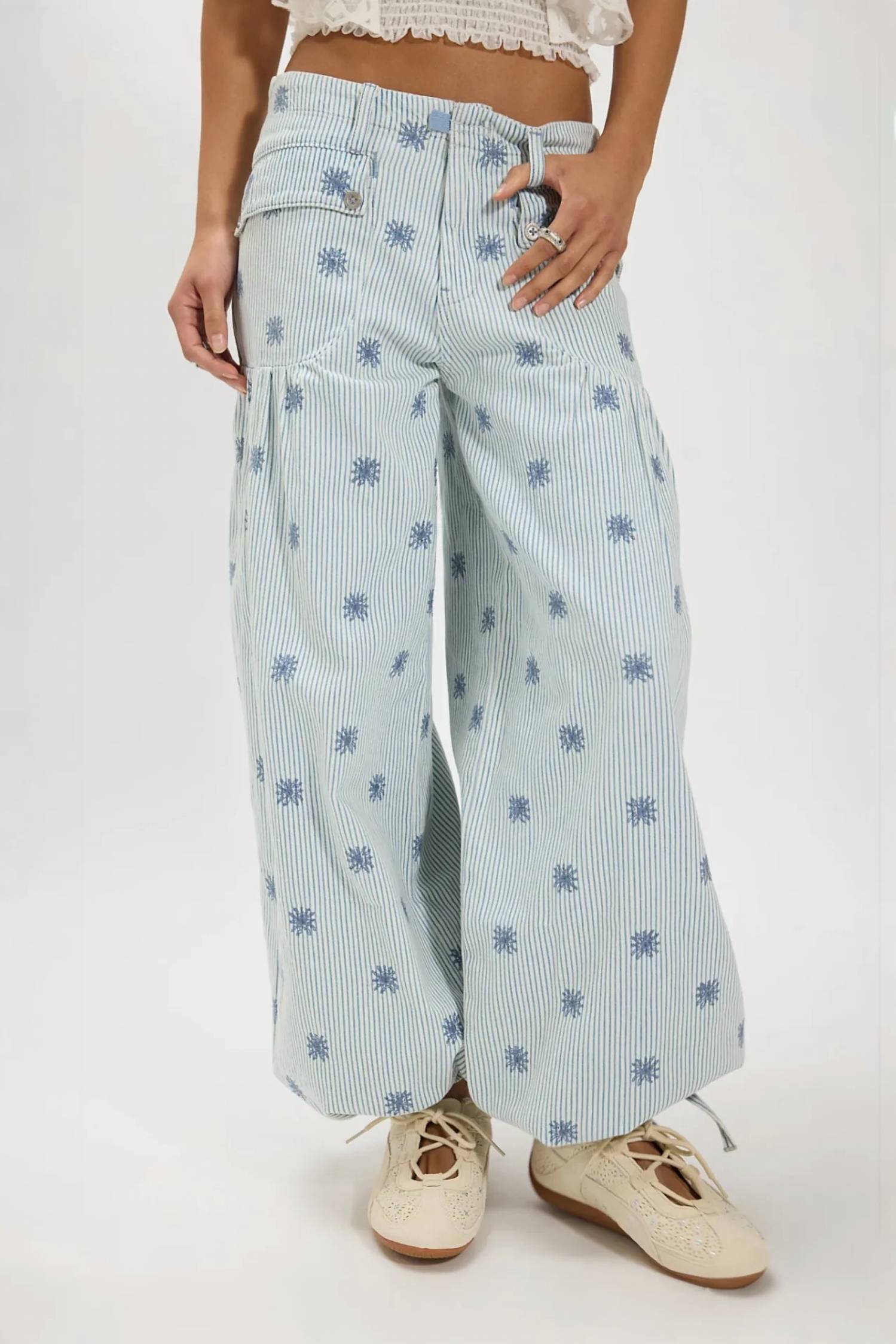 Free People - Lotus Embroidered Jeans