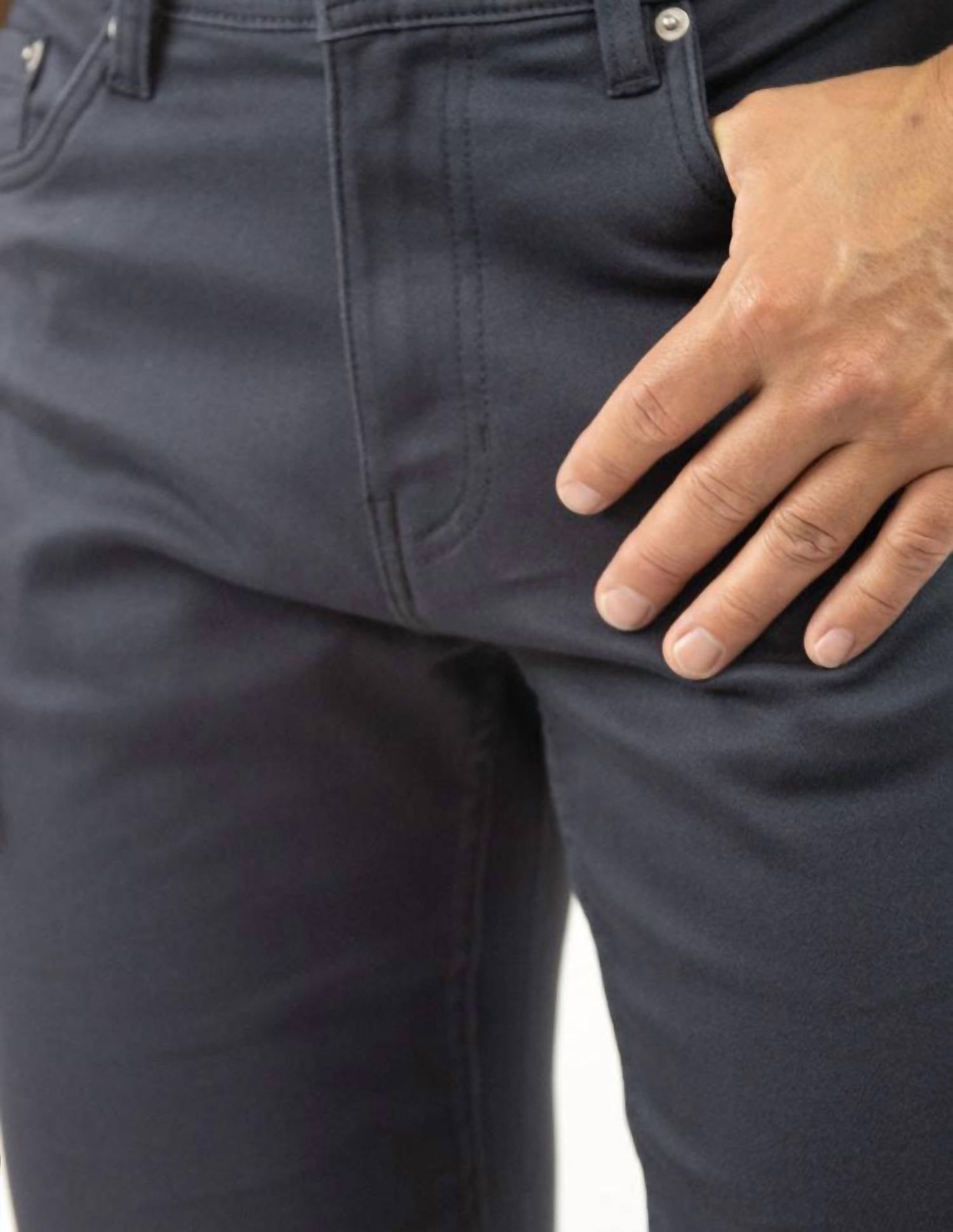 JACHS NEW YORK Straight Fit 5 Pocket Summer Commuter Pants in slate navy - men's pants - view 4