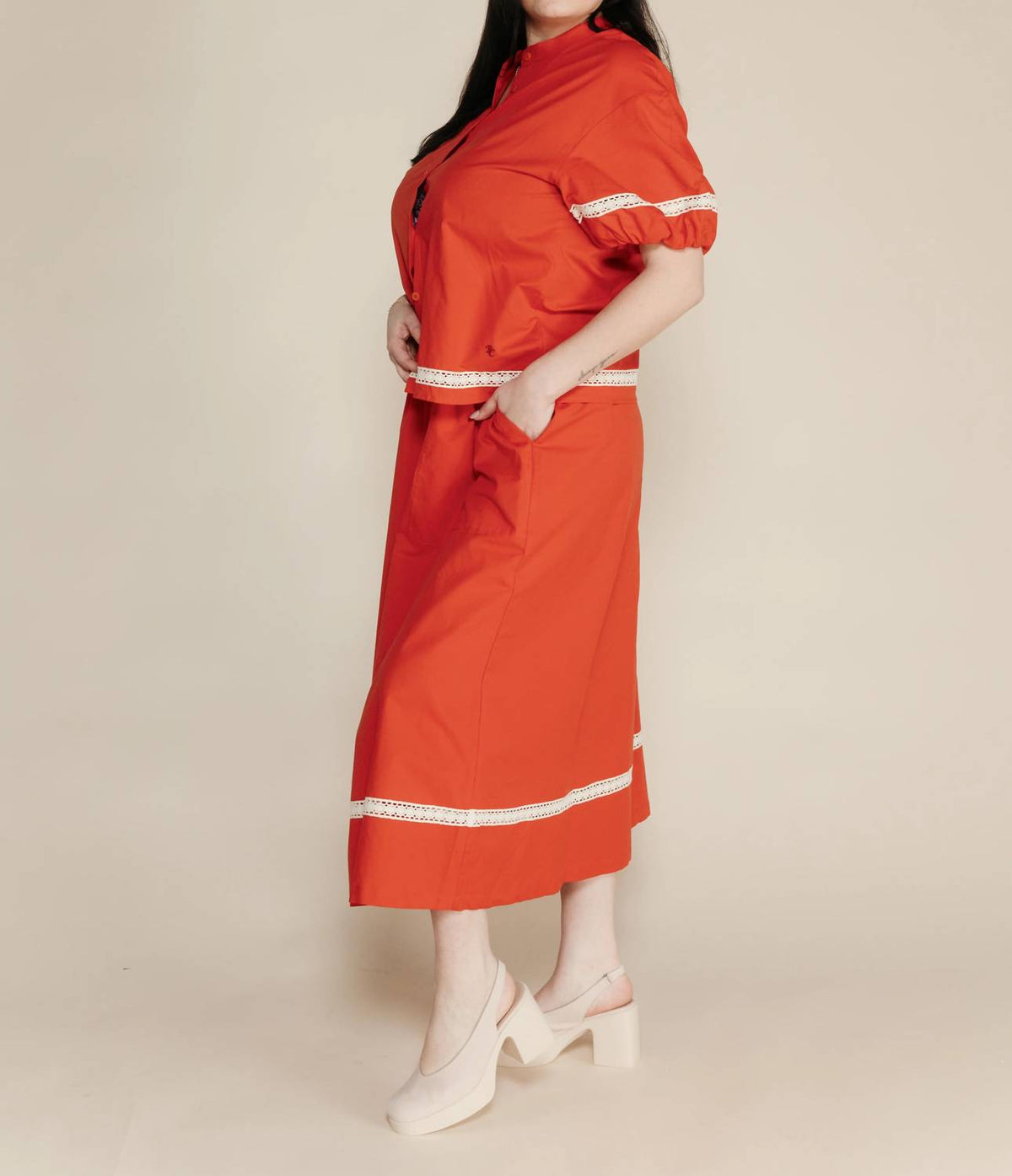 Bobo Choses - Contrast-trim Evasé Midi Skirt