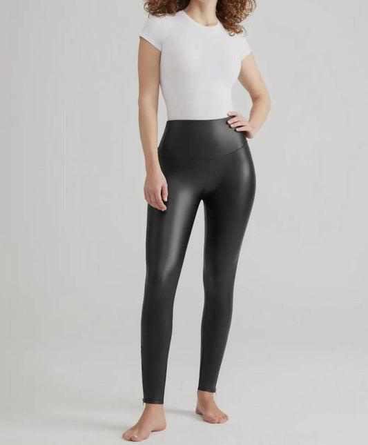 Yummie - Faux Leather Shaping With Side Zip Legging