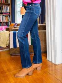 Judy Blue Thermal Straight Jeans in dark wash - women's jeans - view 9