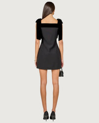 endless rose Mollie Velvet Detail Mini Dress in black - women's dress - alternate view