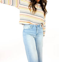 SAGE THE LABEL Abigail Spring Sweater in pink multi - women's sweater - detail view