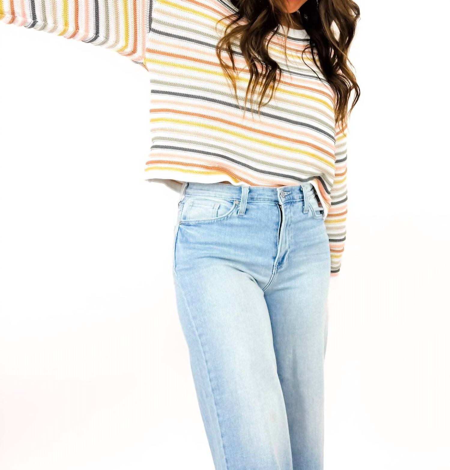 SAGE THE LABEL Abigail Spring Sweater in pink multi - women's sweater - detail view