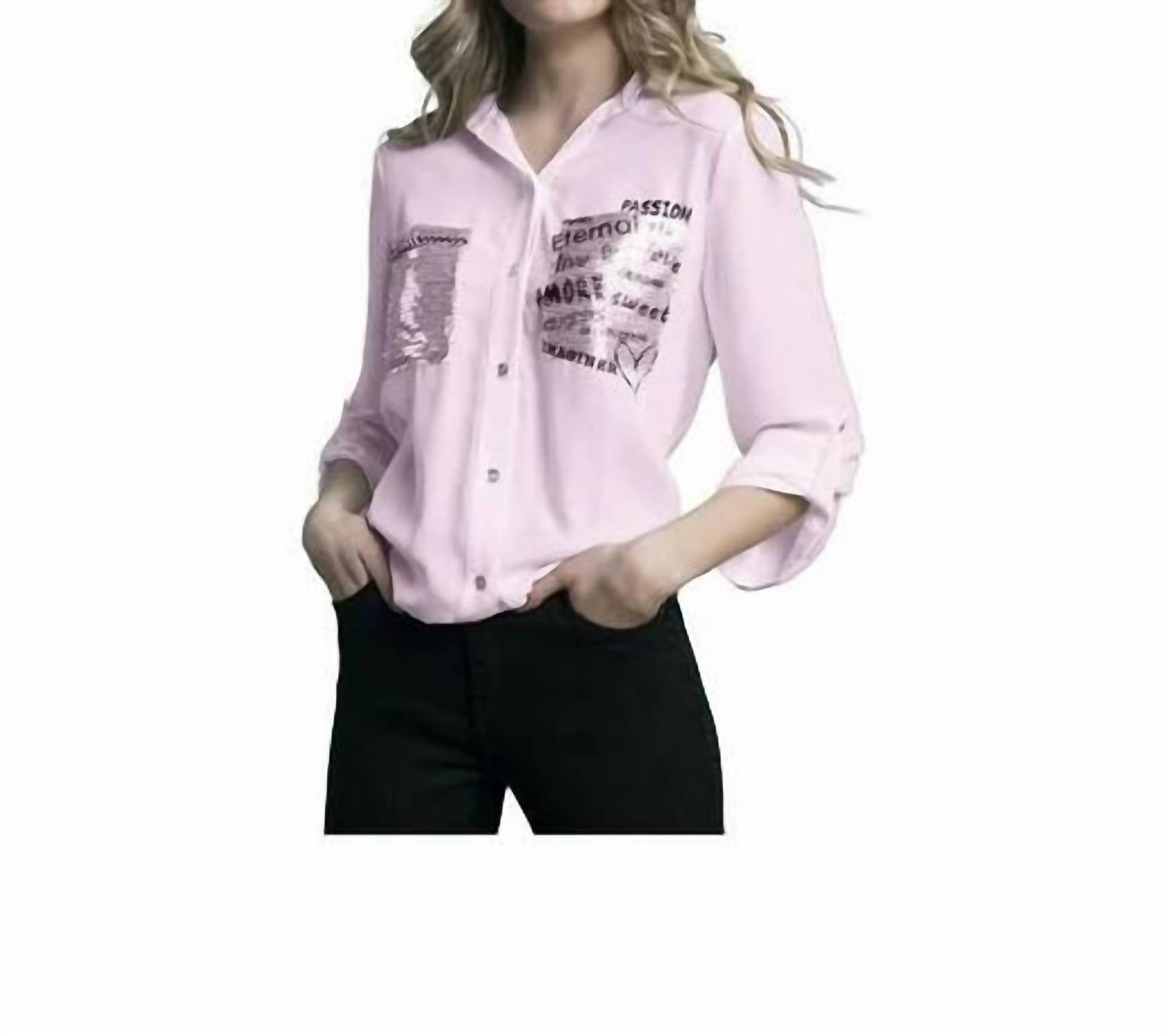 Frank Lyman Bella Sparkle Blouse in pink - women's blouse