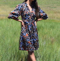 Never a Wallflower Elastic Collar Dress in floral - women's dress