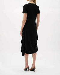 Joseph Ribkoff - Ruched Short Sleeves Midi A-line Dress