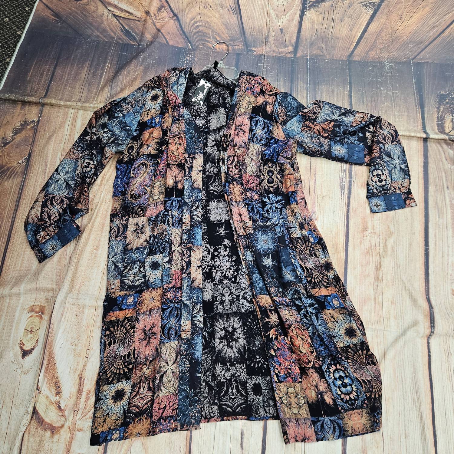 Ethyl Women's Pattern Kimono in navy - women's sweater