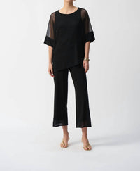 Joseph Ribkoff - Mesh Asymmetrical Short Dolman Sleeve Top