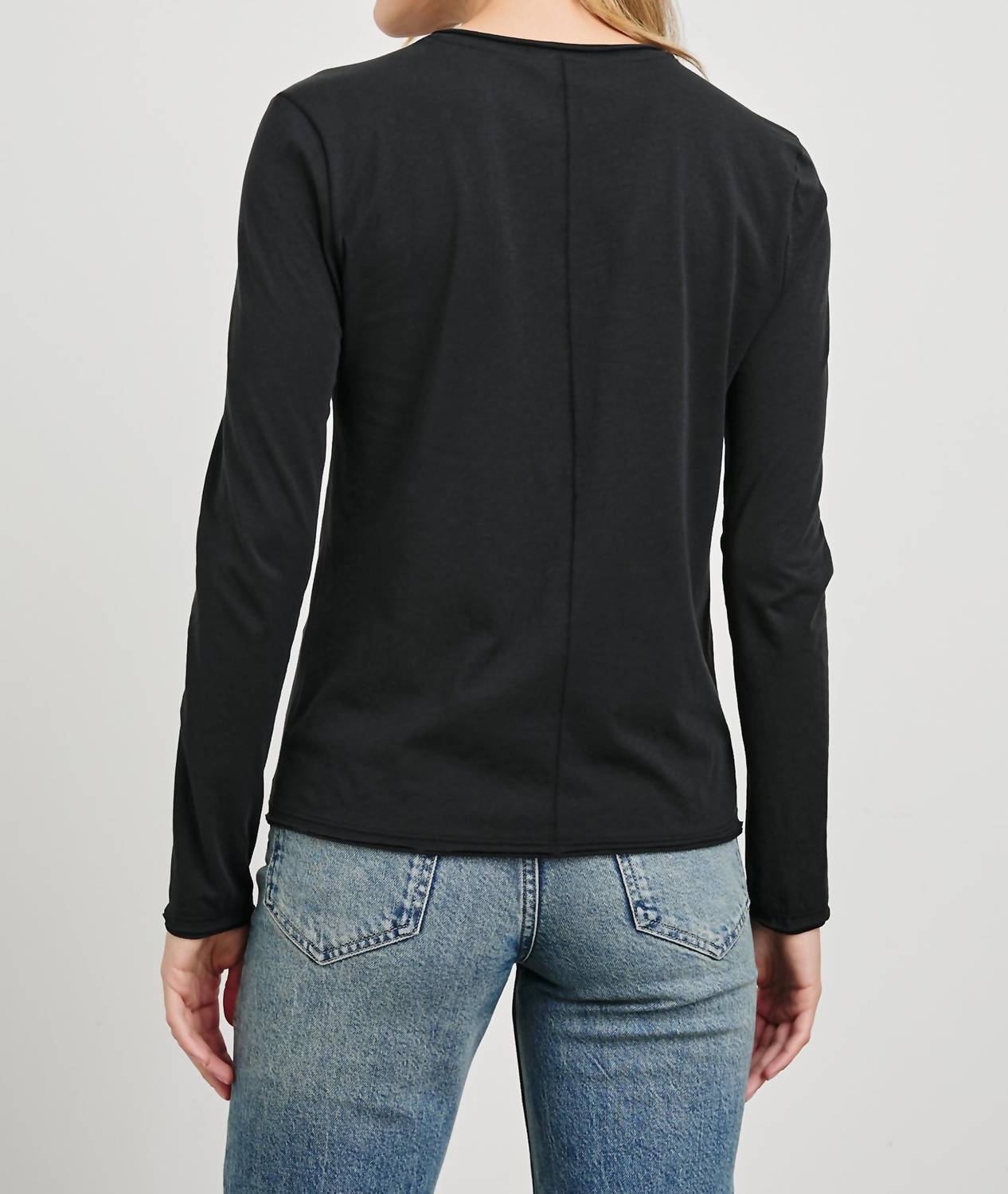 Rails Long Sleeve Crew Neck Top in black - women's long sleeve top - alternate view