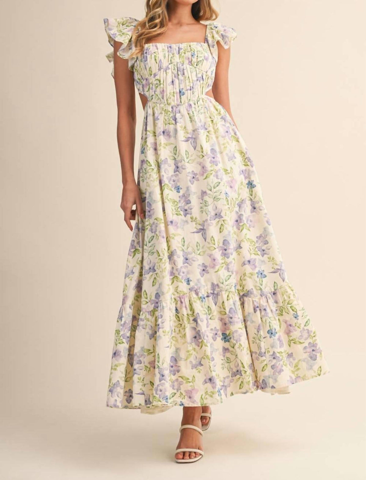 Klesis - Flower Frill Maxi Dress