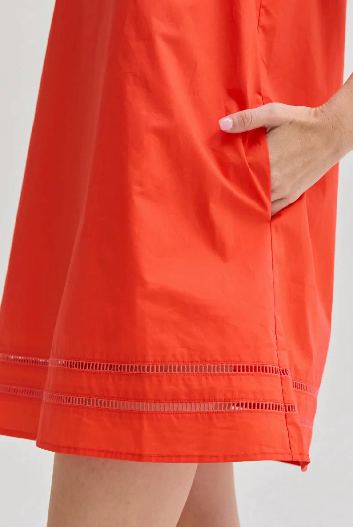 Crescent - Reese Lattice Trim Poplin Mini Dress