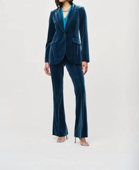 Joseph Ribkoff - Velvet Fitted Blazer And Pant Suit Set