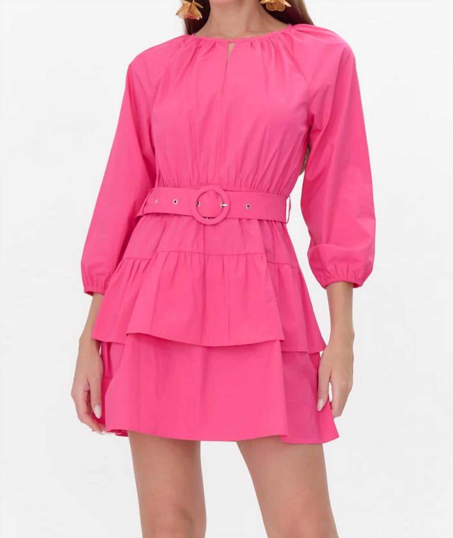 adelyn rae Trina Poplin Mini Dress in fuchsia - women's dress