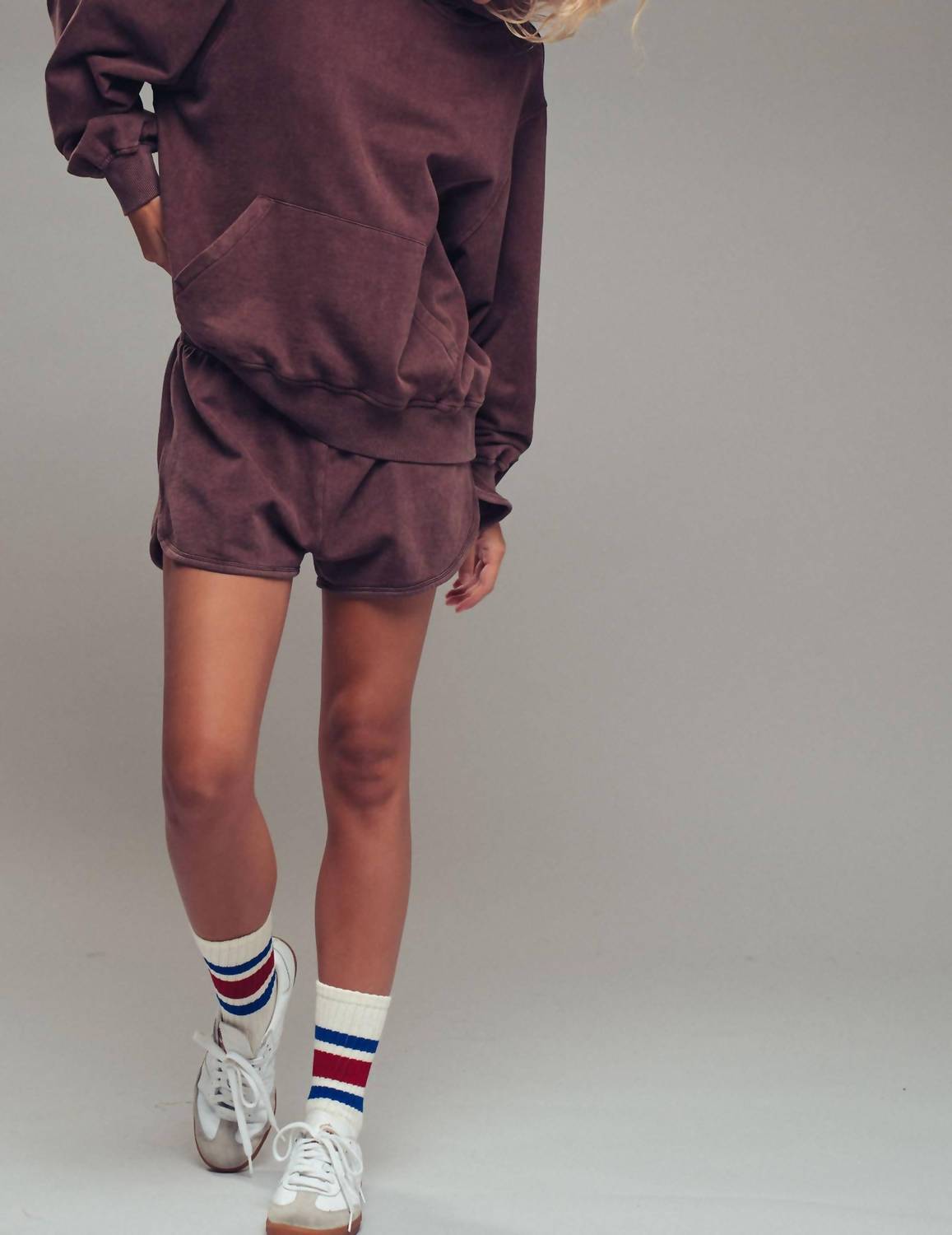 Urban Daizy - Vintage-wash Crochet Trim Hooded Sweatshirt