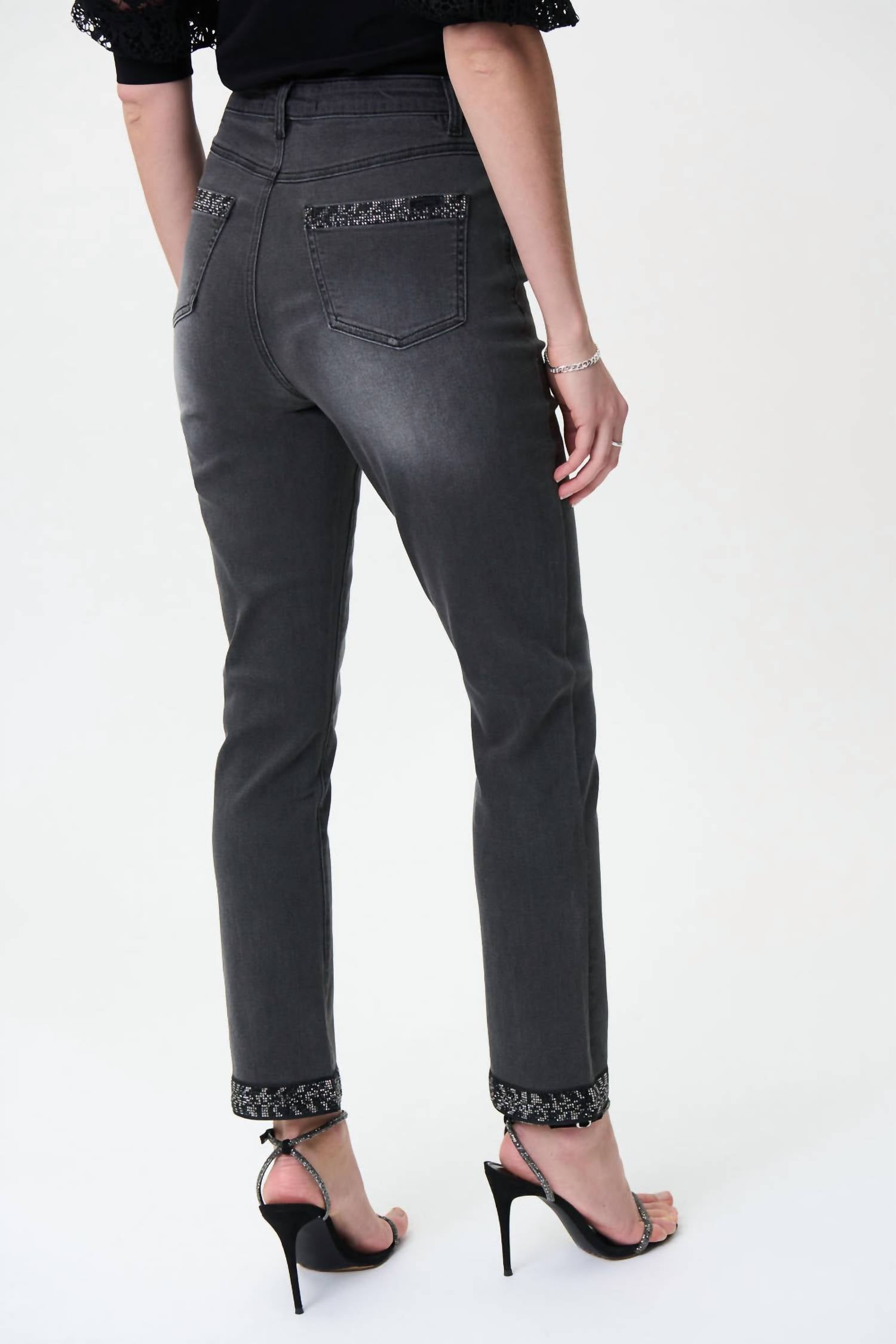 Joseph Ribkoff Embellished Jeans in grey - women's jeans - alternate view