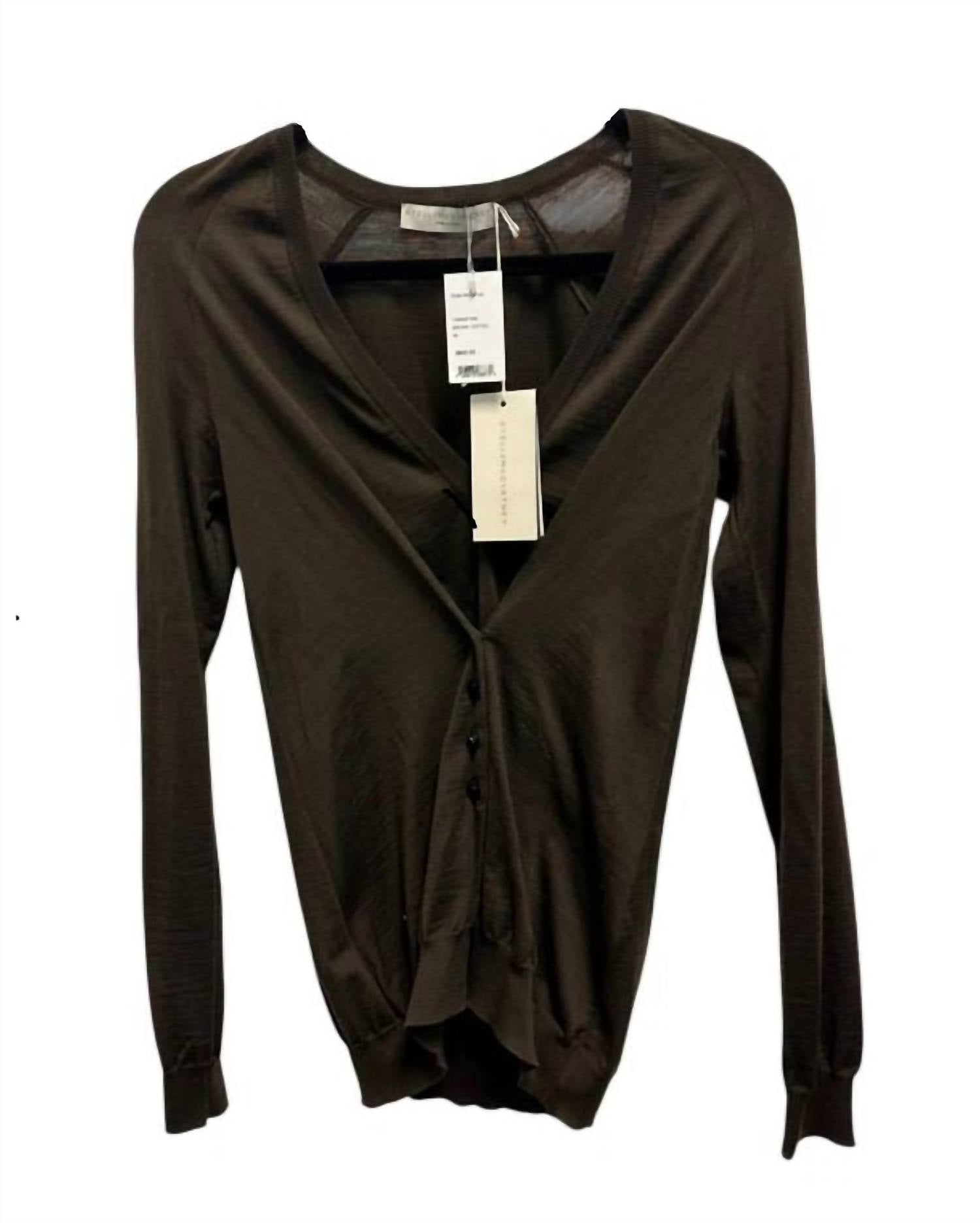 Stella McCartney Women's Long Sleeve V-neck Sweater in brown coffee - women's sweater
