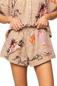 Queen Of Sparkles - Gingham Bucking Cowgirl Shorts