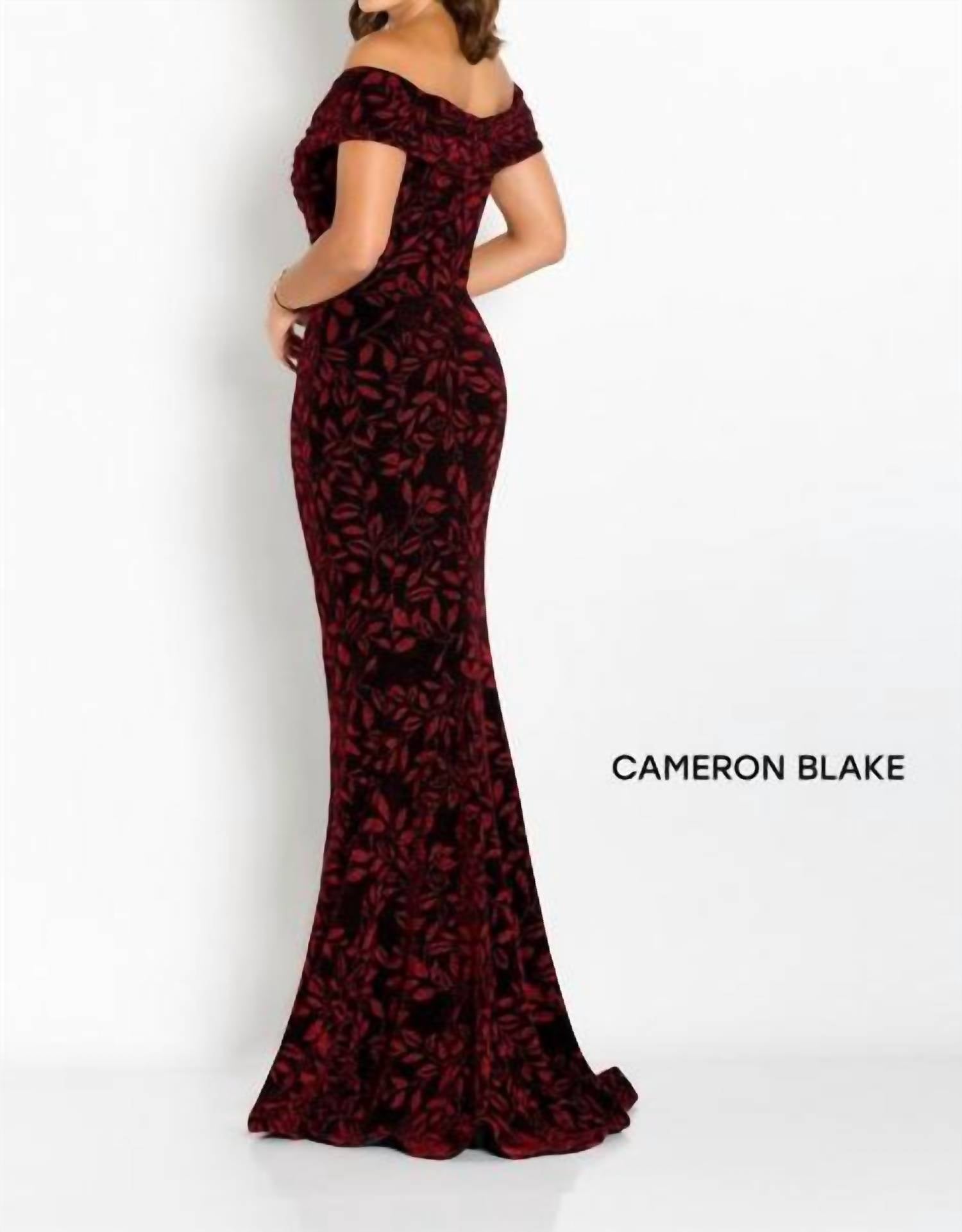 Cameron Blake - Off Shoulder Metallic Mothers Gown