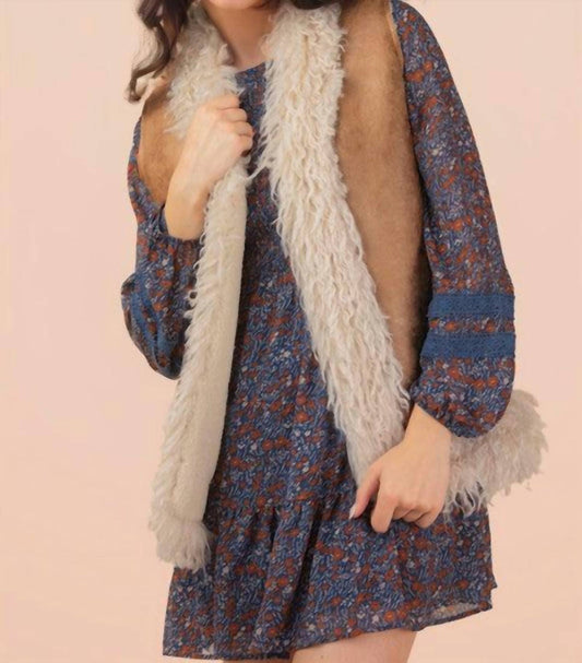 Very J - Trail Boho Suede Sherpa Vest