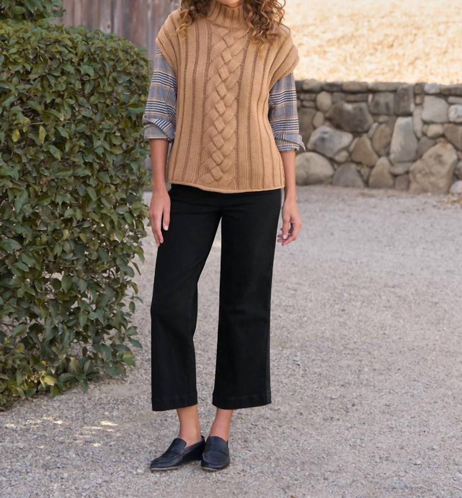 Frank & Eileen Westport Illusion Wide-leg Pull-on Jeans in black tuxedo - women's jeans