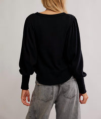 Free People Quinn Knit Top in black - women's top - alternate view