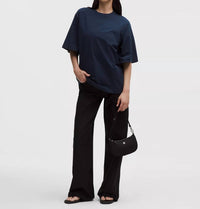 lululemon Heavyweight Cotton Oversized T-Shirt in true navy - women's t-shirt - detail view