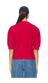Bobi - Mock Neck Puff Sleeve Sweater Top