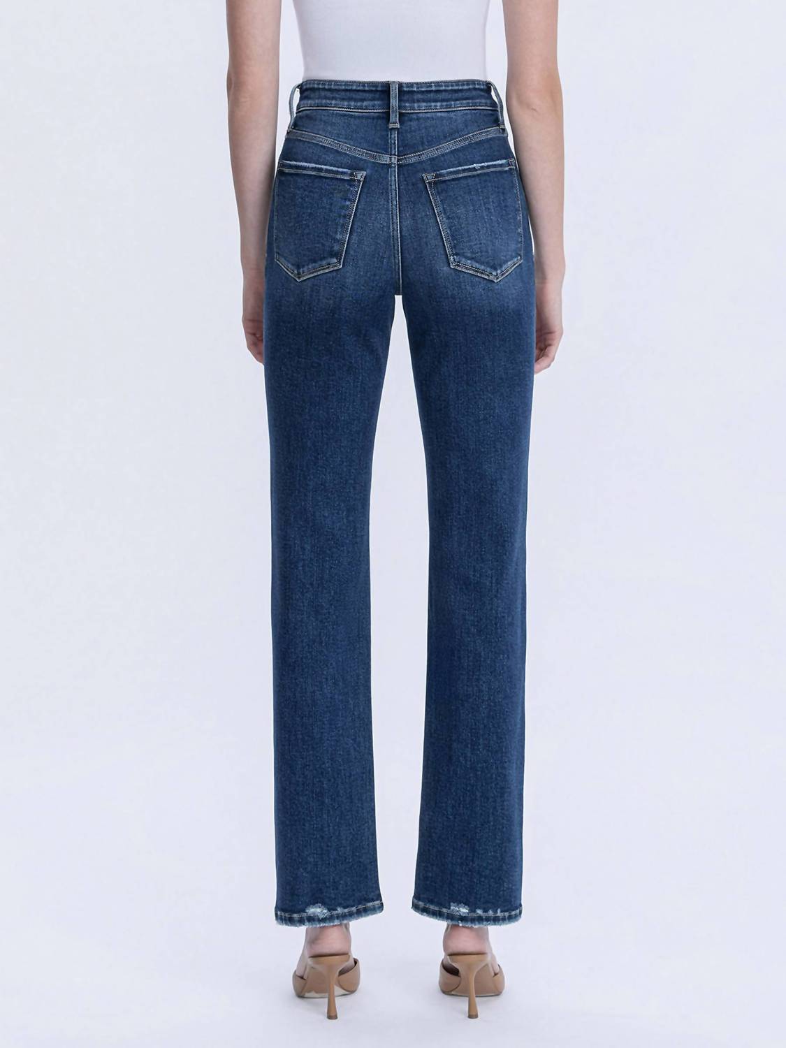 VERVET BY FLYING MONKEY Celestial Glow High Rise Full Length Straight Jeans in dark wash - women's jeans - alternate view