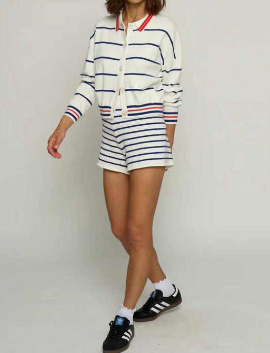 Central Park West - Nautical Stripe Long Sleeves Polo