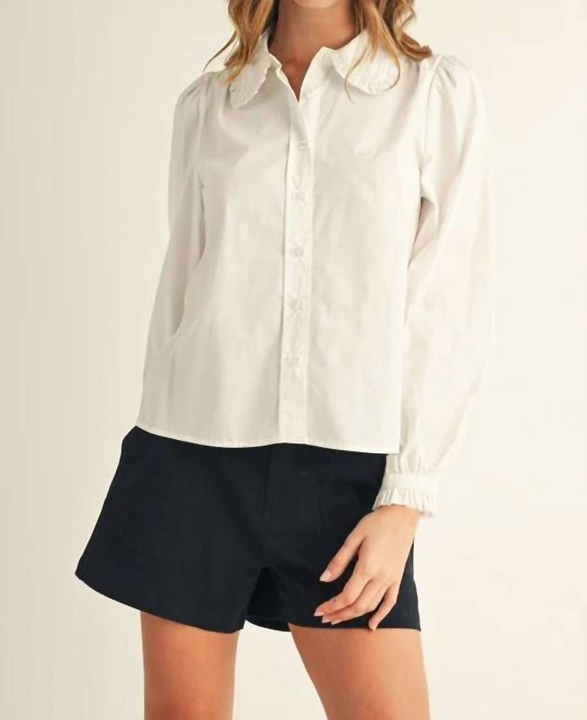 Jodifl - Ruffle Collar Button-down Top