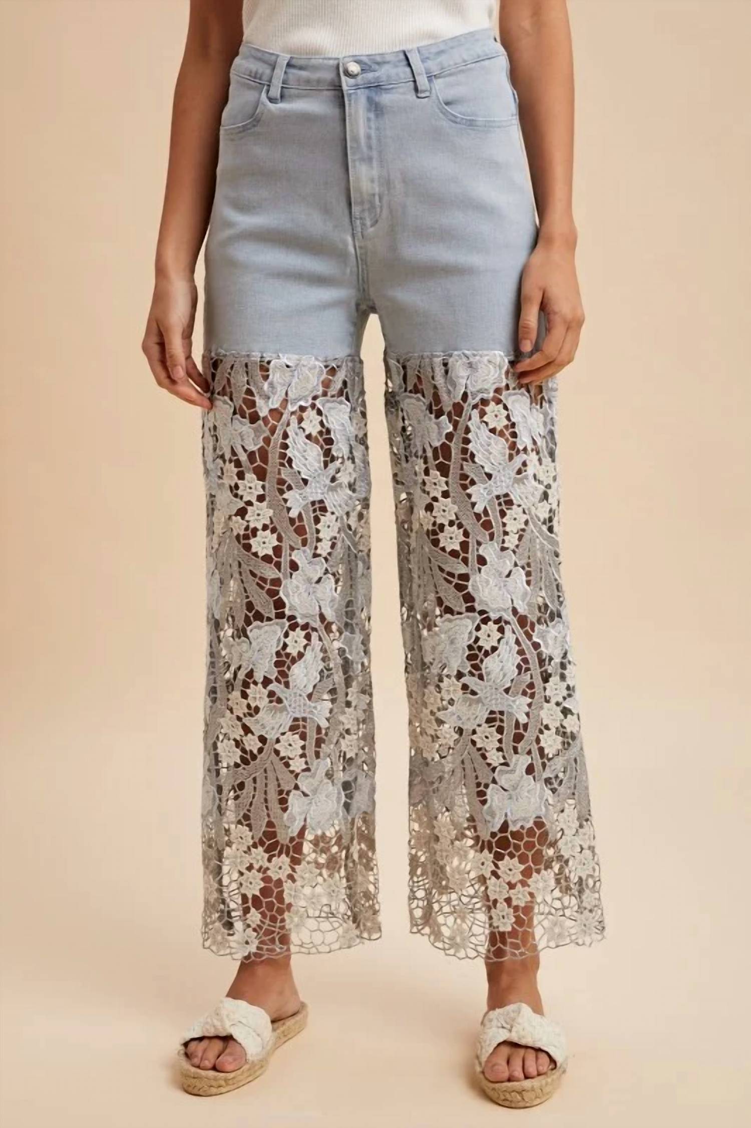 Whimsical Mimsy - Coastal Lace Flare Denim Jeans