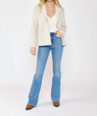 Lovestitch - Plaid Sweater Blazer With Hidden Snaps