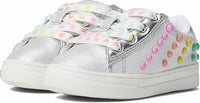 Nina Girl's Vallerie Sneakers in silver metallic shimmer - kids' sneaker - detail view