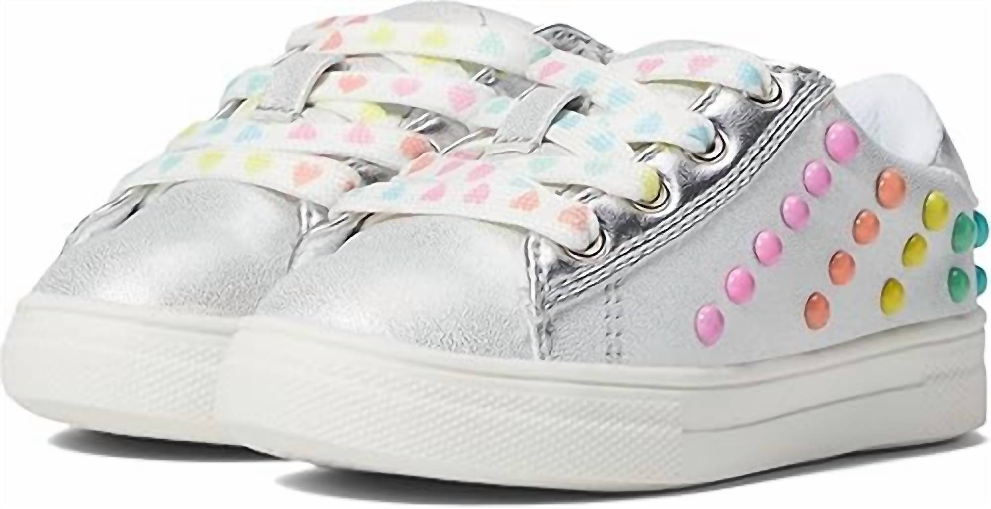 Nina Girl's Vallerie Sneakers in silver metallic shimmer - kids' sneaker - detail view