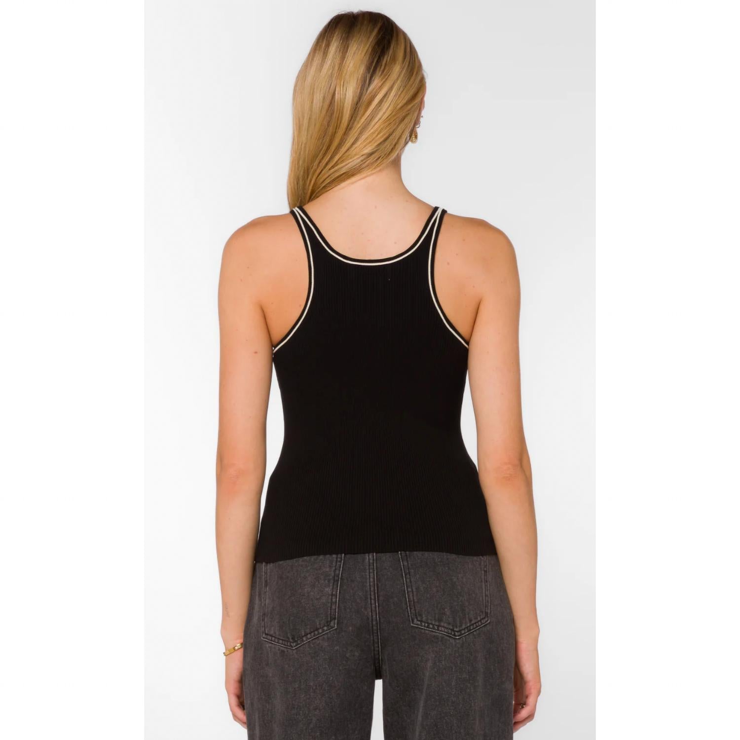 Velvet Heart Lenny Cami Top in black cream - women's shirt - alternate view