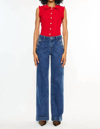 Kancan - HIGH RISE WIDE LEG DRAPE TROUSERS