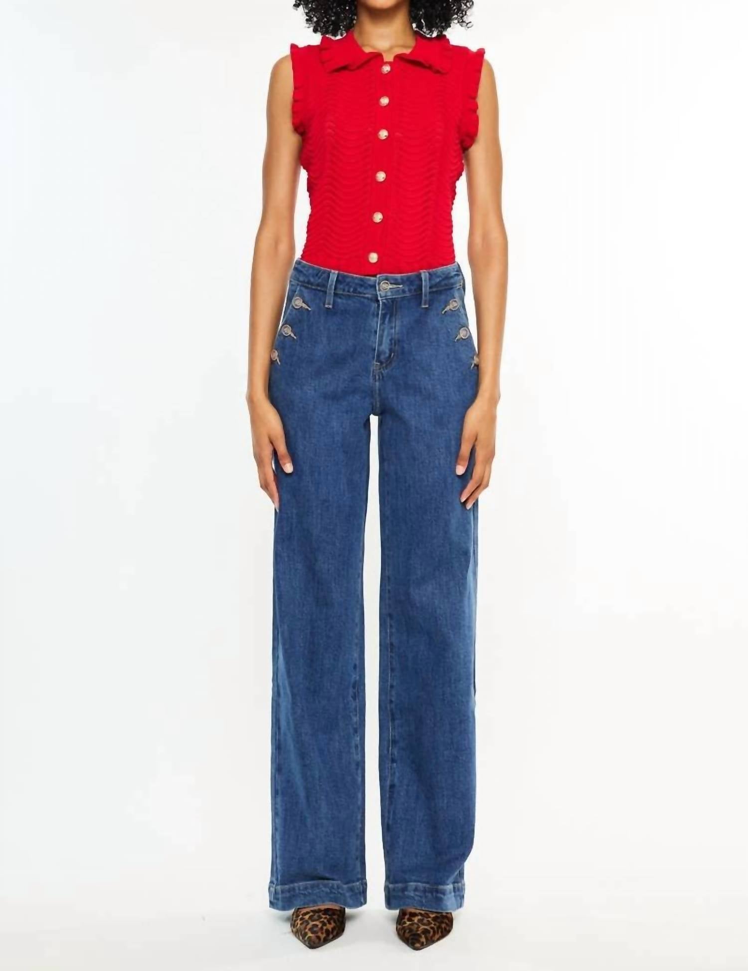 Kancan - HIGH RISE WIDE LEG DRAPE TROUSERS