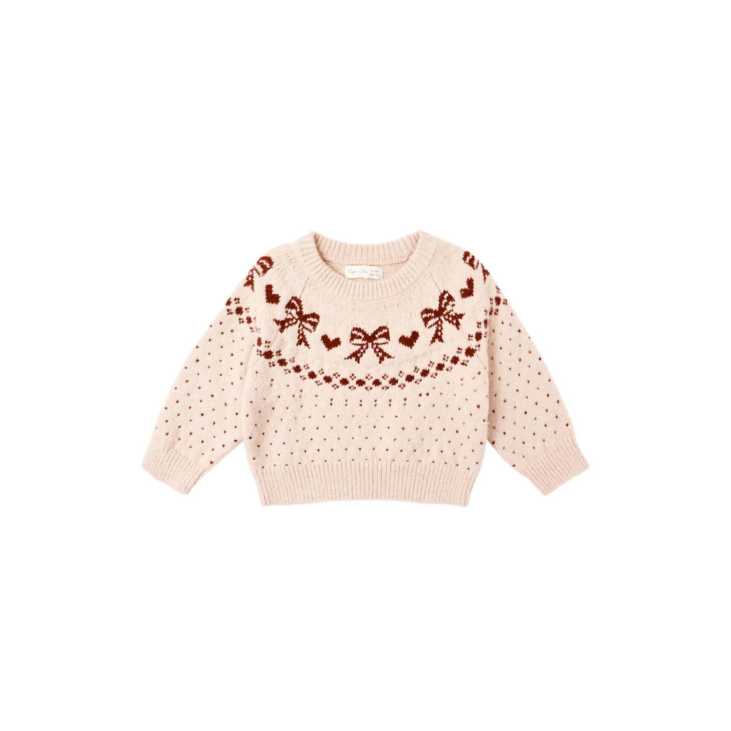 Rylee + Cru Fair Isle Sweater in beige - kids' sweater - alternate view