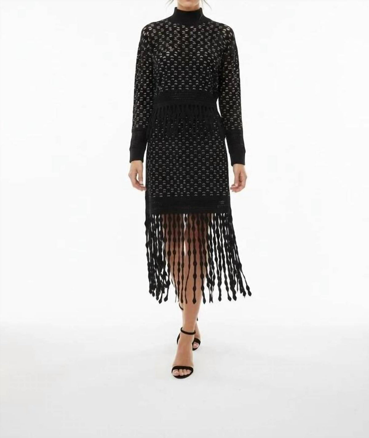 Simkhai - Lattice Fringe Mock Neck Top