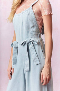 Peach Love - The Deja Sleepless Denim Bow Jumpsuit