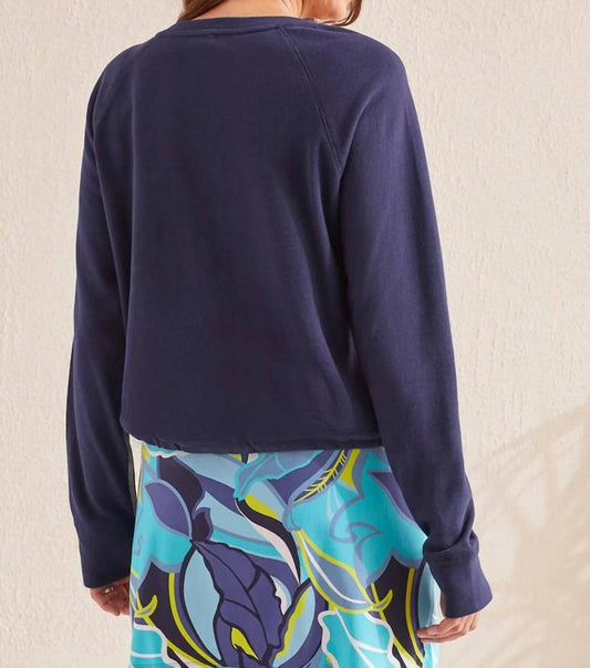 Tribal - Long Sleeve Crew Top With Pocket & Drawcord