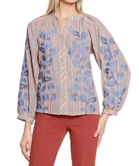 Tru Luxe - Women's Split Neck Button Front Top