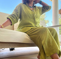 Made In Italy - Classic Button Linen Top