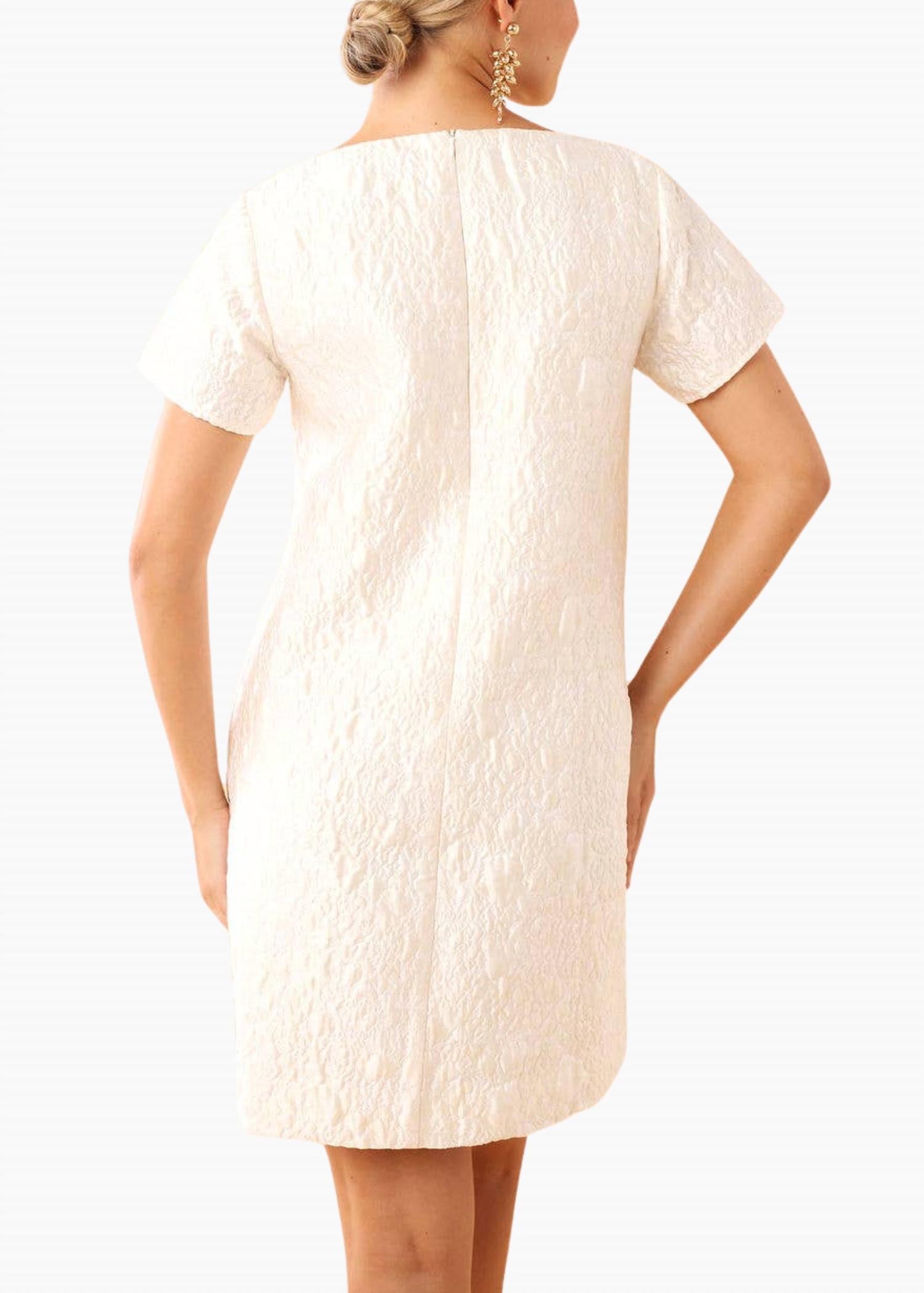 ABBEY GLASS Lulu Dress in white bubble jacquard - women's dress - alternate view