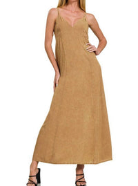 Zenana - Mineral Washed Rayon Challis Cami Dress