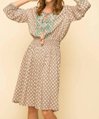 Mystree - Peaceful Breeze Embroidered Printed Dress
