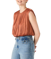 STEVE MADDEN Milana Satin Bubble Top With Shoulder Pads - women's blouse - alternate view